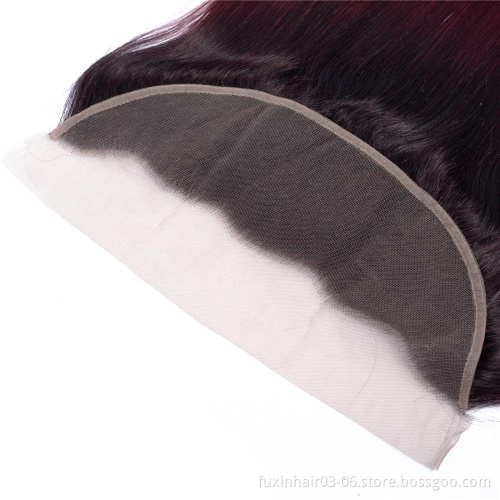 Wholesale Factory 1B 99J bundle With Closure Straight Hair Weave Cuticle Aligned Hair With Frontal